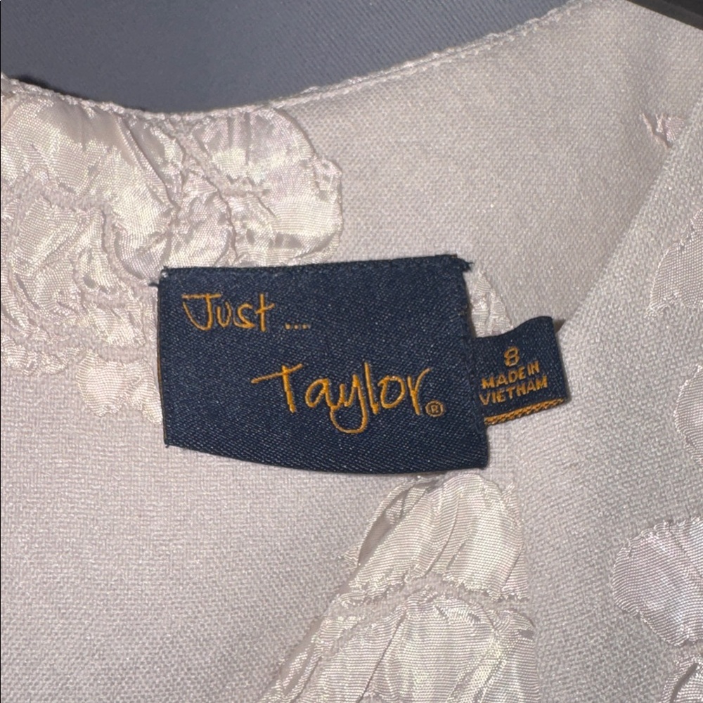 Just Taylor Ivory Floral Jacquard Sleeveless A-Line Dress Size 6 Elegant - Picture 4 of 7